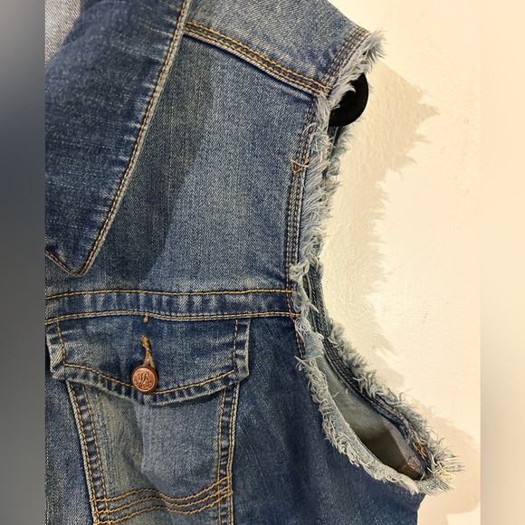 American Rag Cie Indigo Denim Vest Sleeveless Denim Jacket sz 1X with stretch - Picture 3 of 8